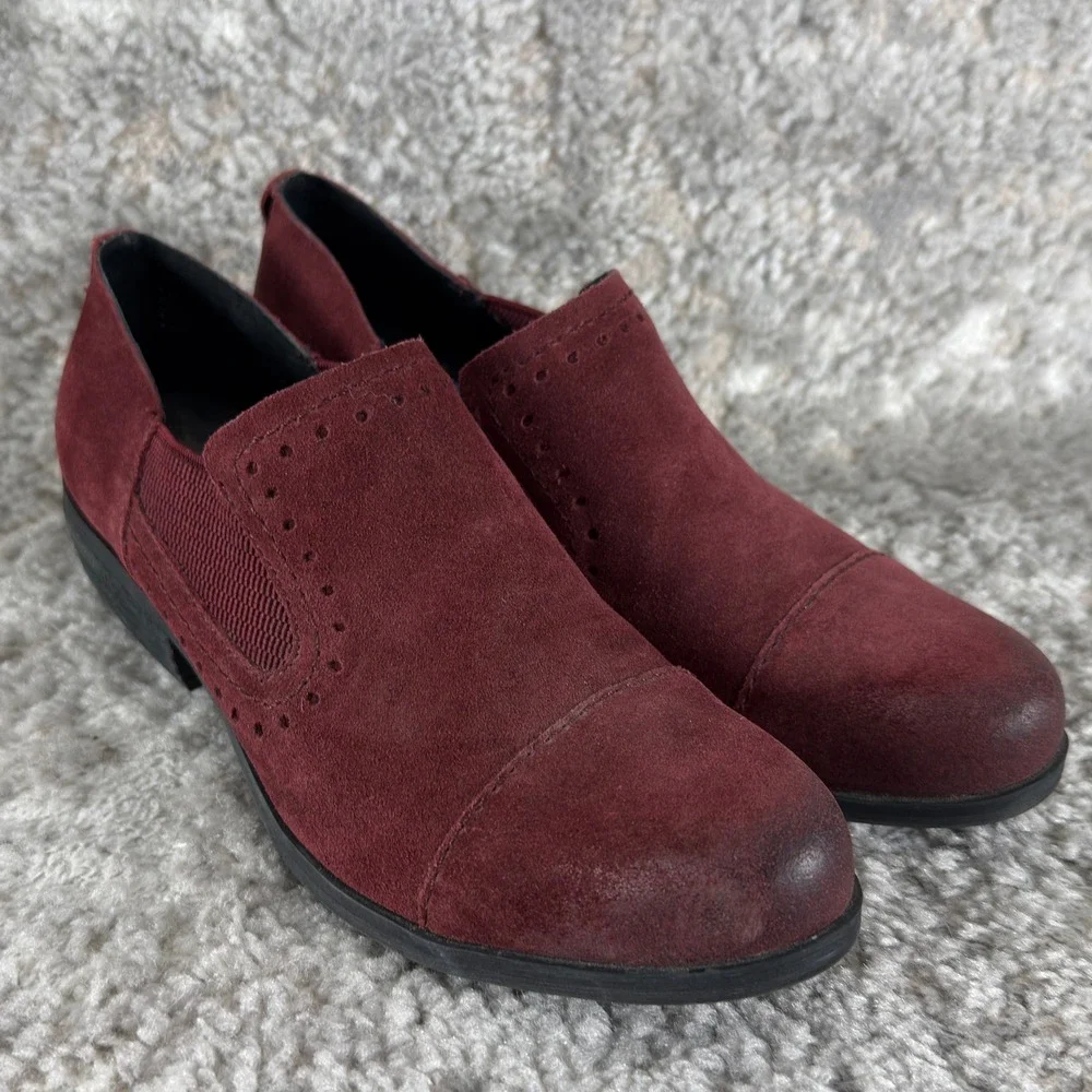 Keds Size 6.5 Suede Perforated Cap‎ Toe Slip On Ankle Booties Burgundy Women